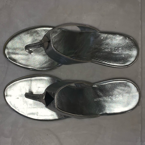 BCBG Silver Wedge Sandals. - Picture 3 of 8
